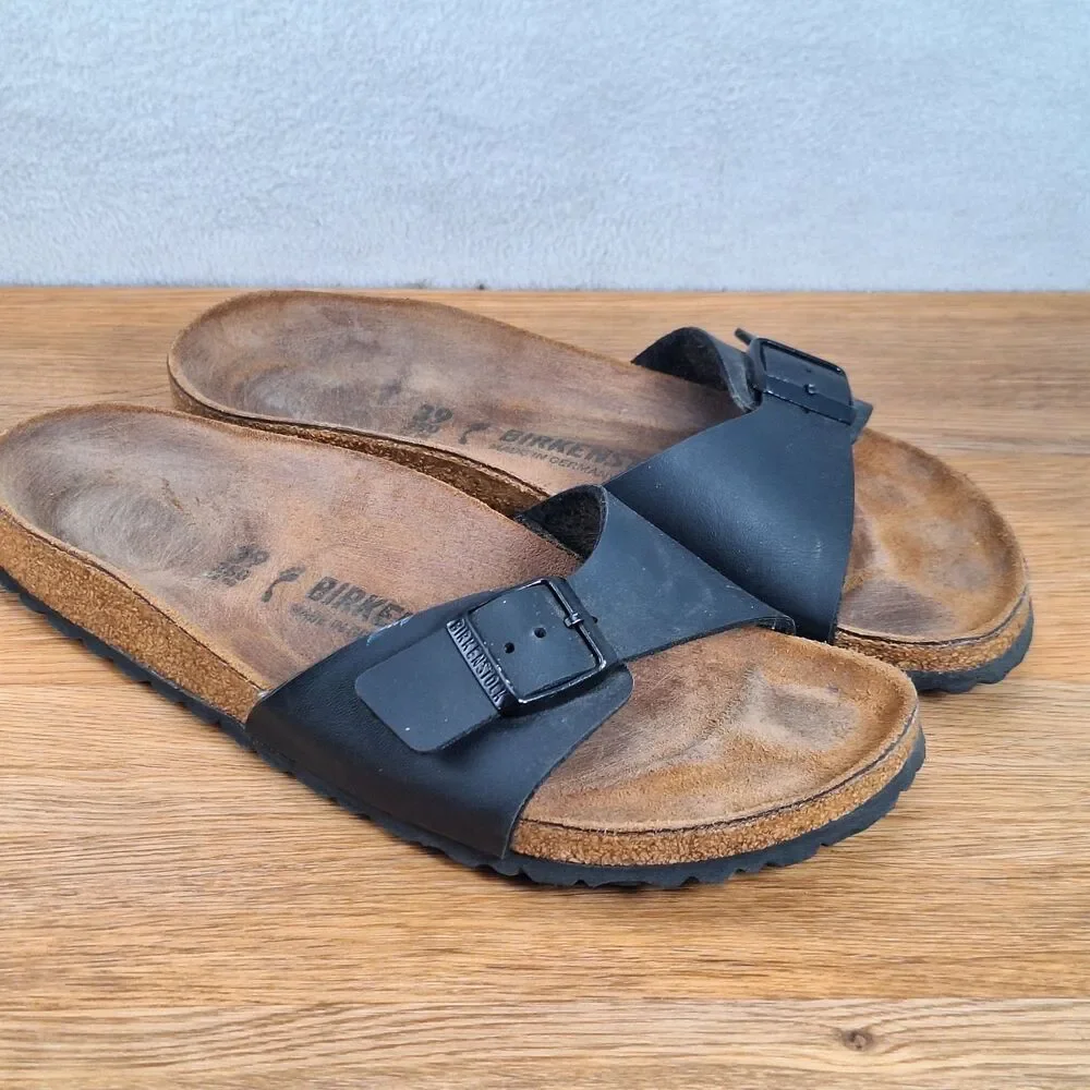 Birkenstock Madrid Women's 8 Narrow EU 39 Slide Sandals Black Birko-Flor Germany